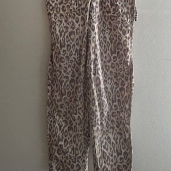 Urban Outfitters Camille Leopard Print Cheetah Cotton Zip Racerback Overalls NEW - Picture 8 of 16